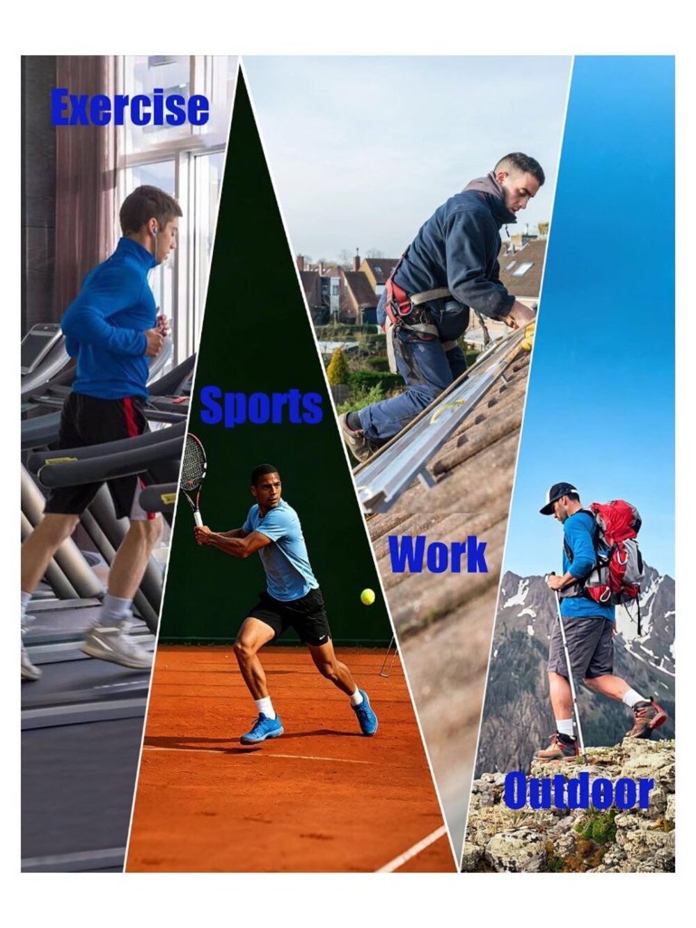 Men's Seamless Athletic Crew Work Socks 6 Pack Cushion - Picture 6 of 6